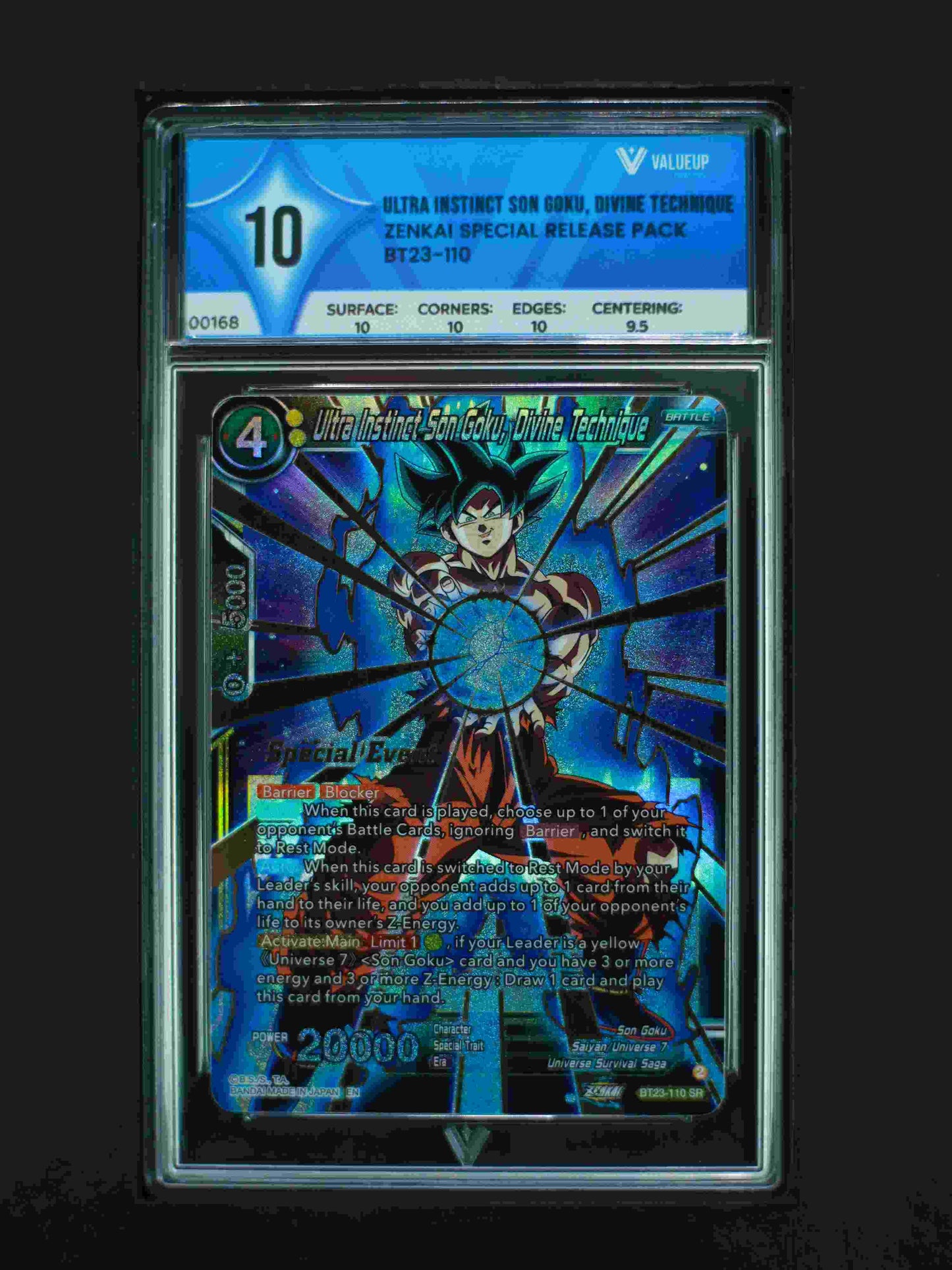 00168 Ultra Instinct Son Goku, Divine Technique Grading Card