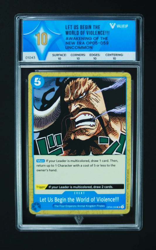 01043 LET US BEGIN THE WORLD OF VIOLENCE!!! Grading Card