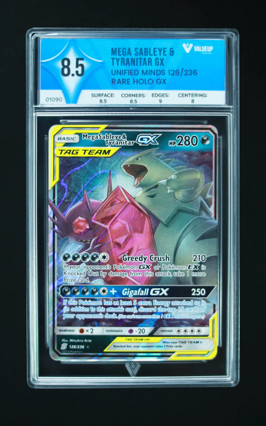 01090 MEGA SABLEYE & TYRANITAR GX Grading Card