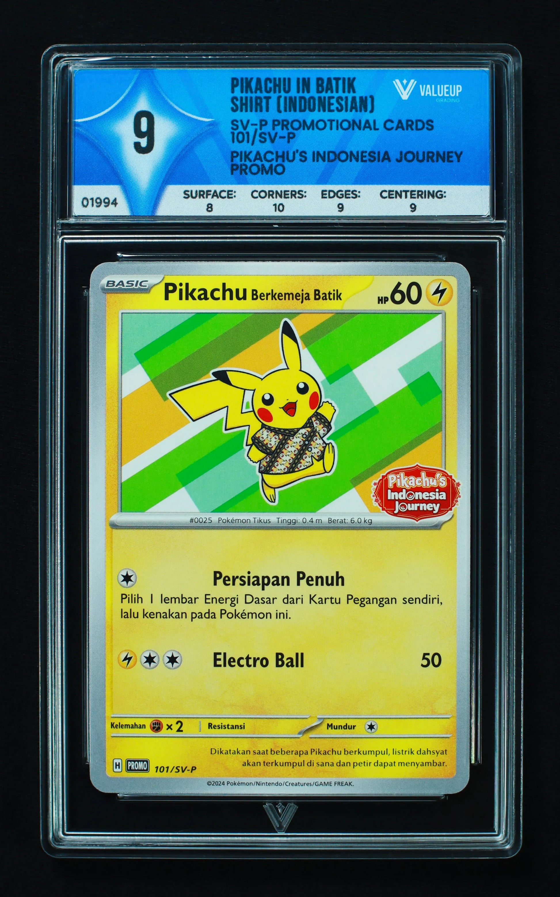 01994 PIKACHU IN BATIK SHIRT (INDONESIAN) Grading Card