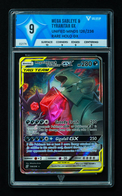 02174 MEGA SABLEYE & TYRANITAR GX Grading Card
