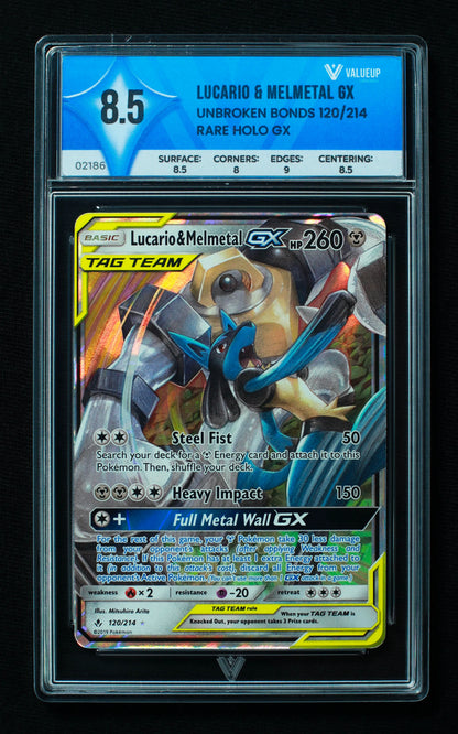 02186 LUCARIO & MELMETAL GX Grading Card