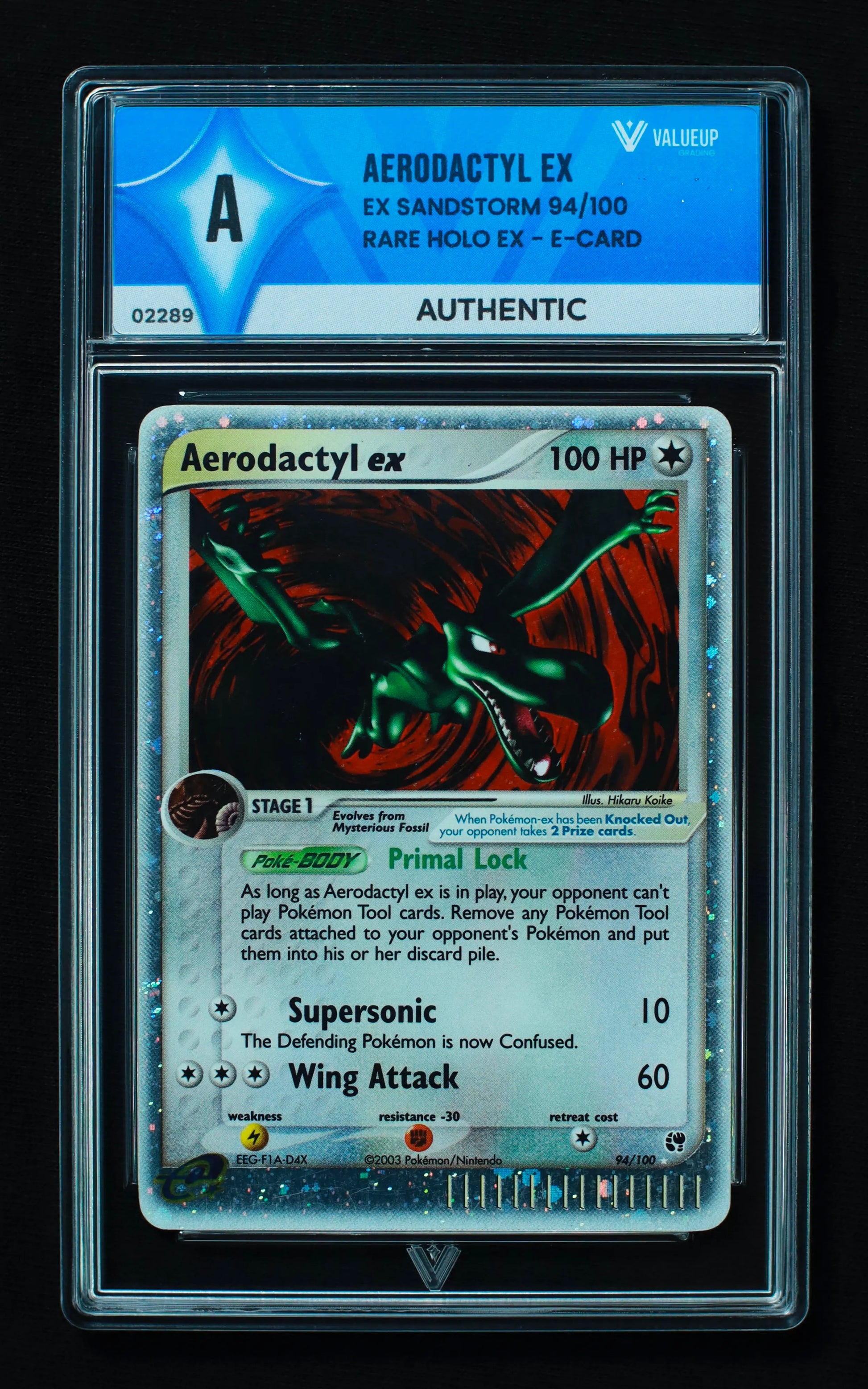 02289 AERODACTYL EX Grading Card