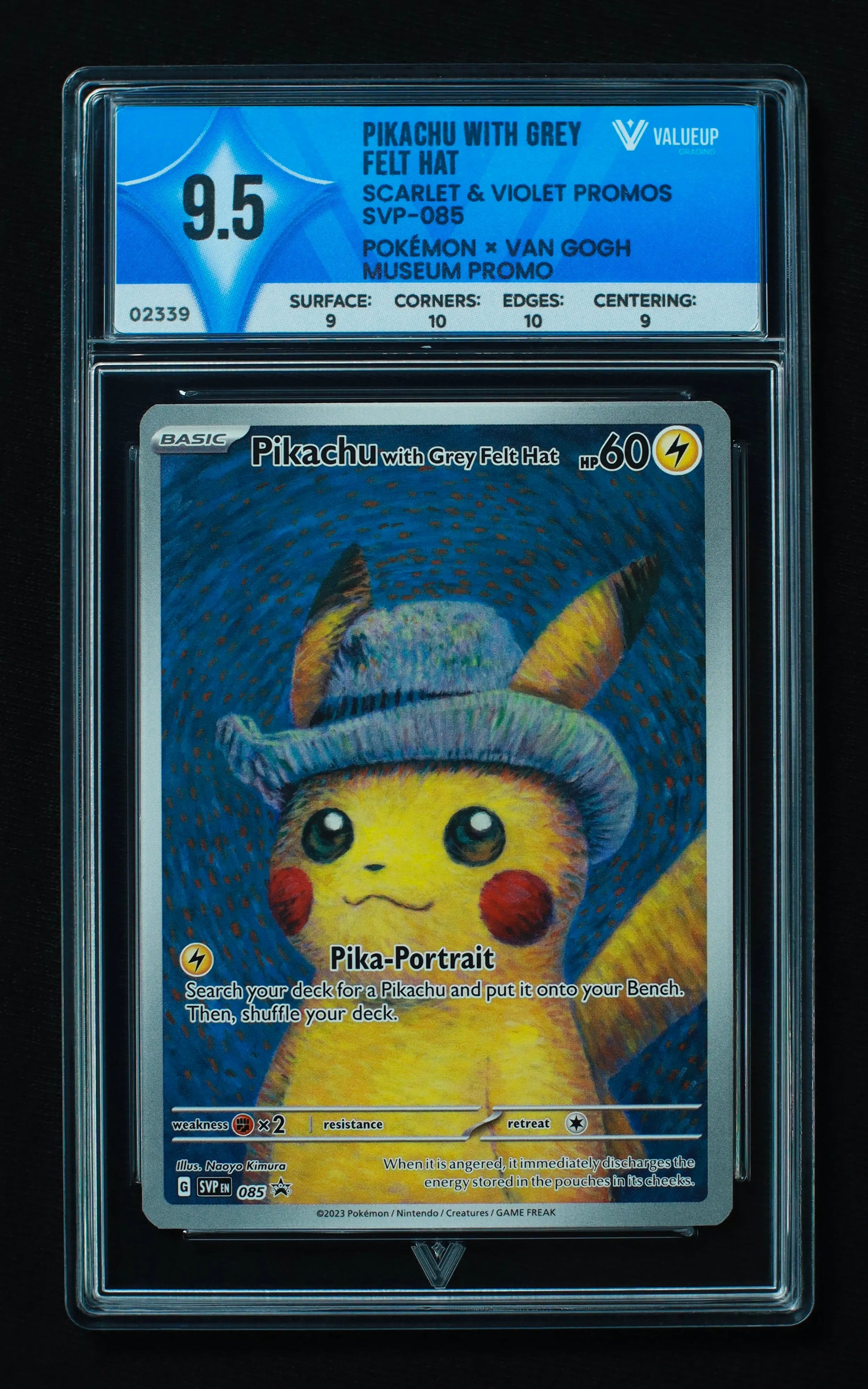 02339 PIKACHU WITH GRAY FELT HAT Grading Card