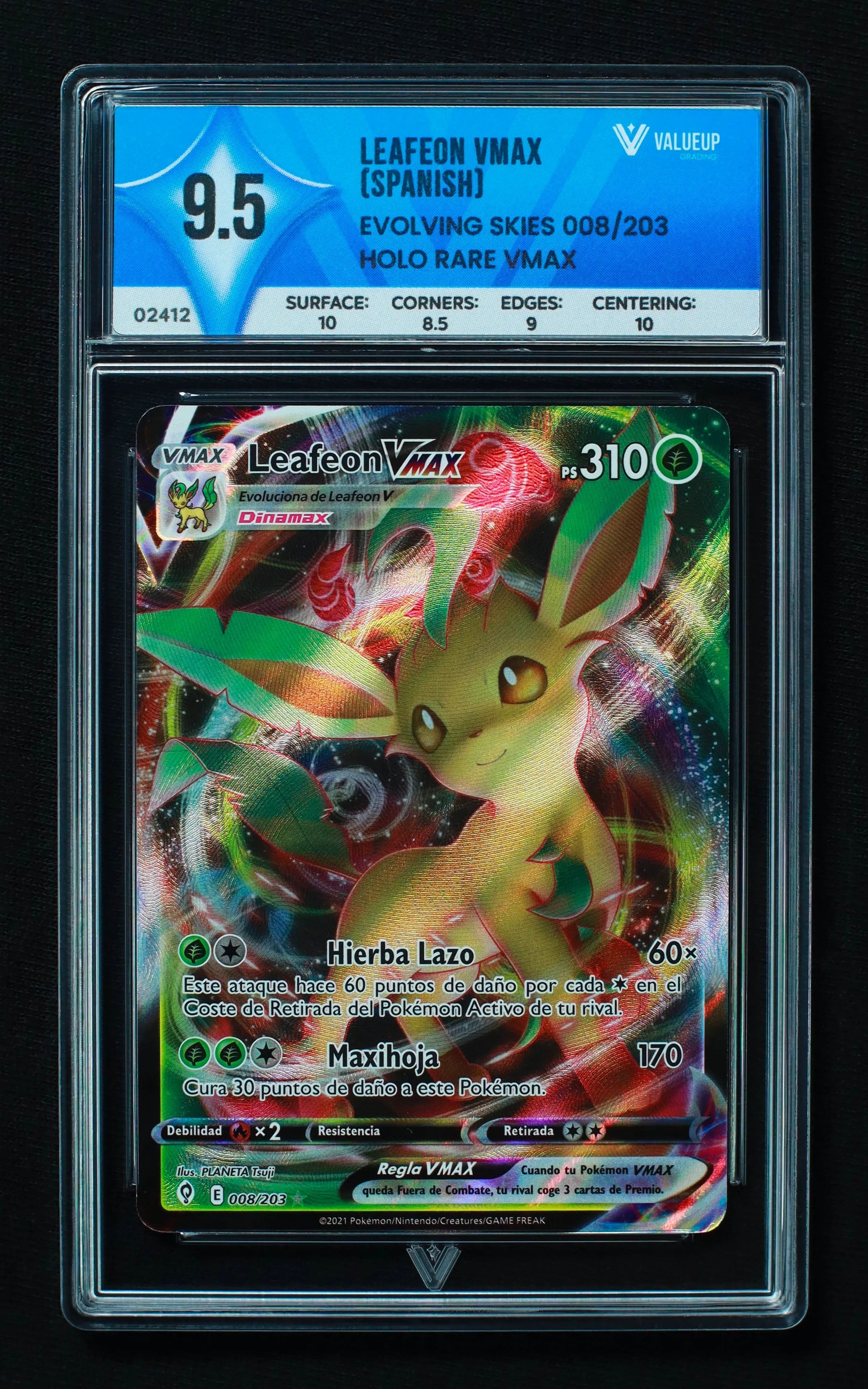 02412 LEAFEON VMAX (SPANISH) Grading Card