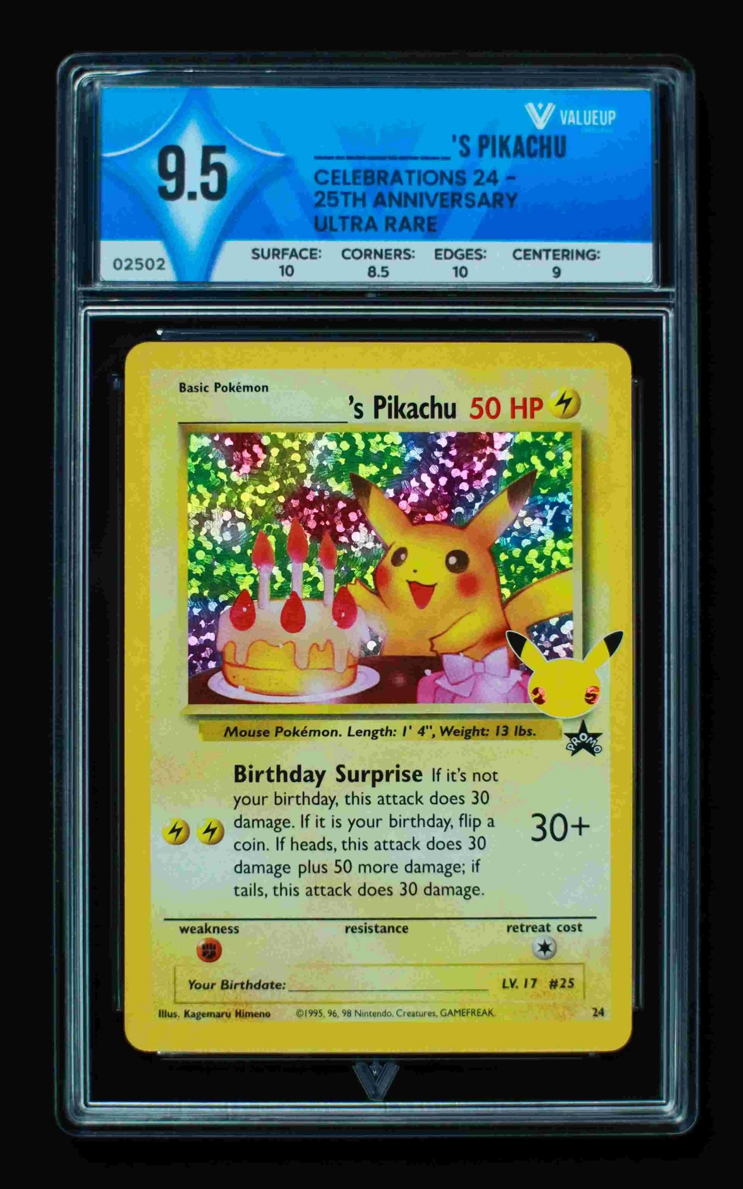02502 _______'S PIKACHU Grading Card