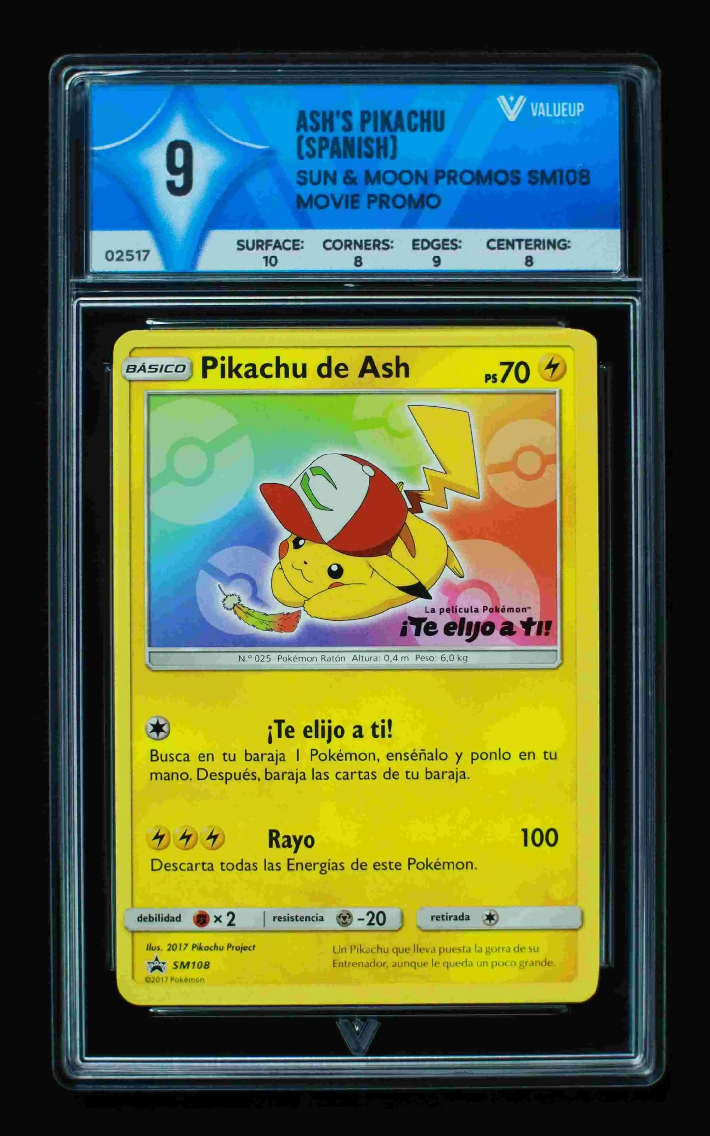 02517 ASH'S PIKACHU (SPANISH) Grading Card
