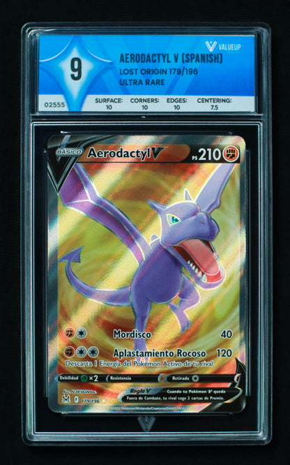 02555 AERODACTYL V (SPANISH) Grading Card
