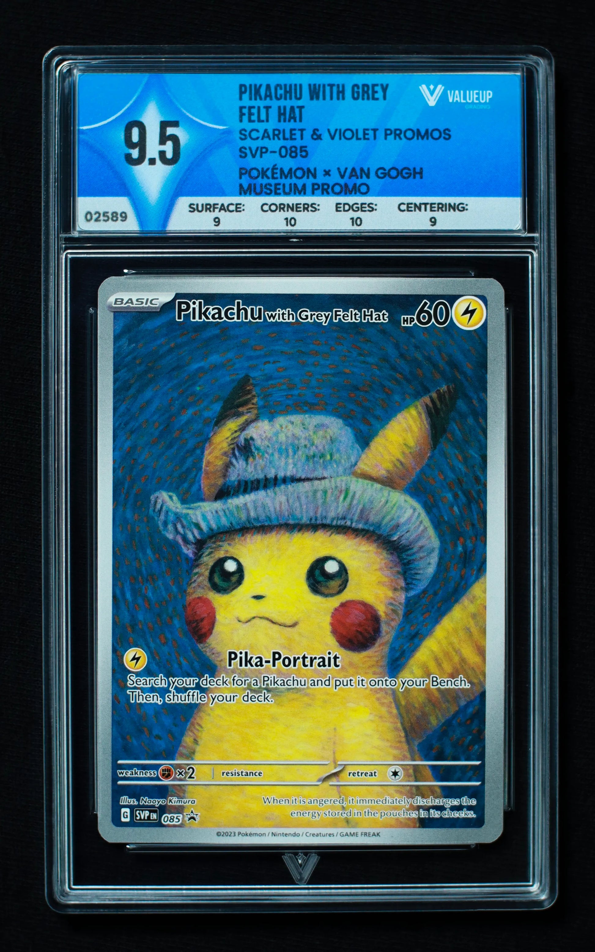 02589 PIKACHU WITH GREY FELT HAT Grading Card