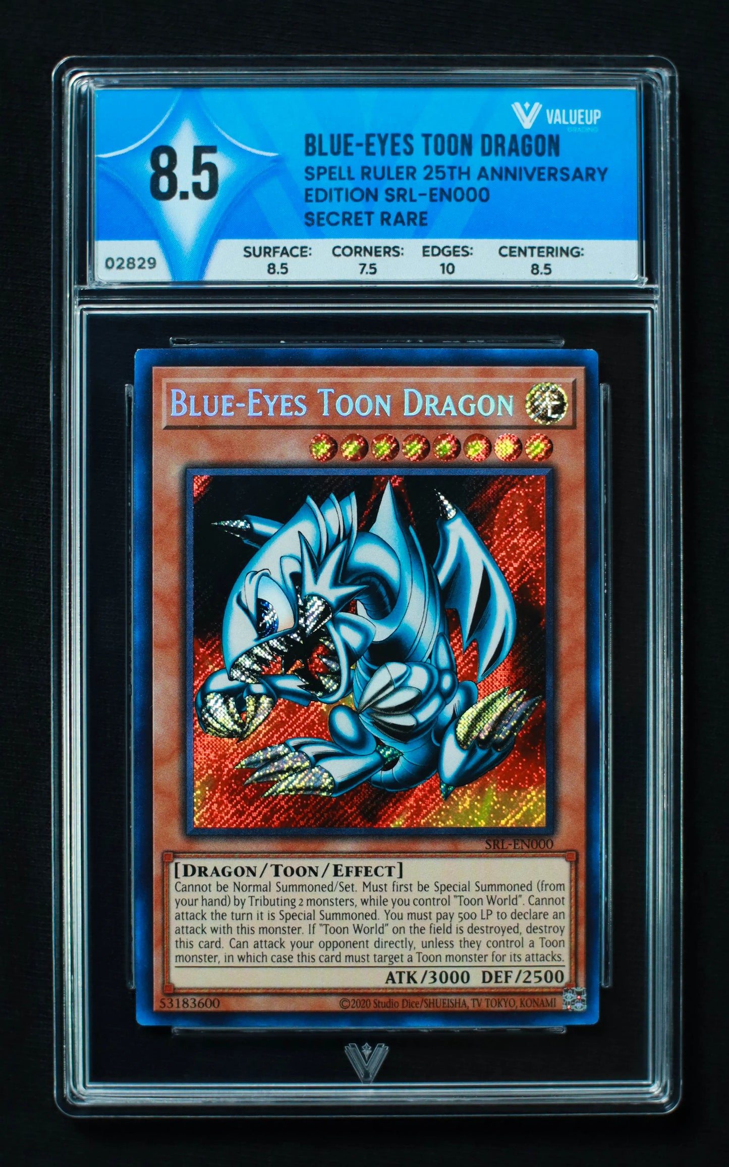 02829 BLUE-EYES TOON DRAGON Grading Card