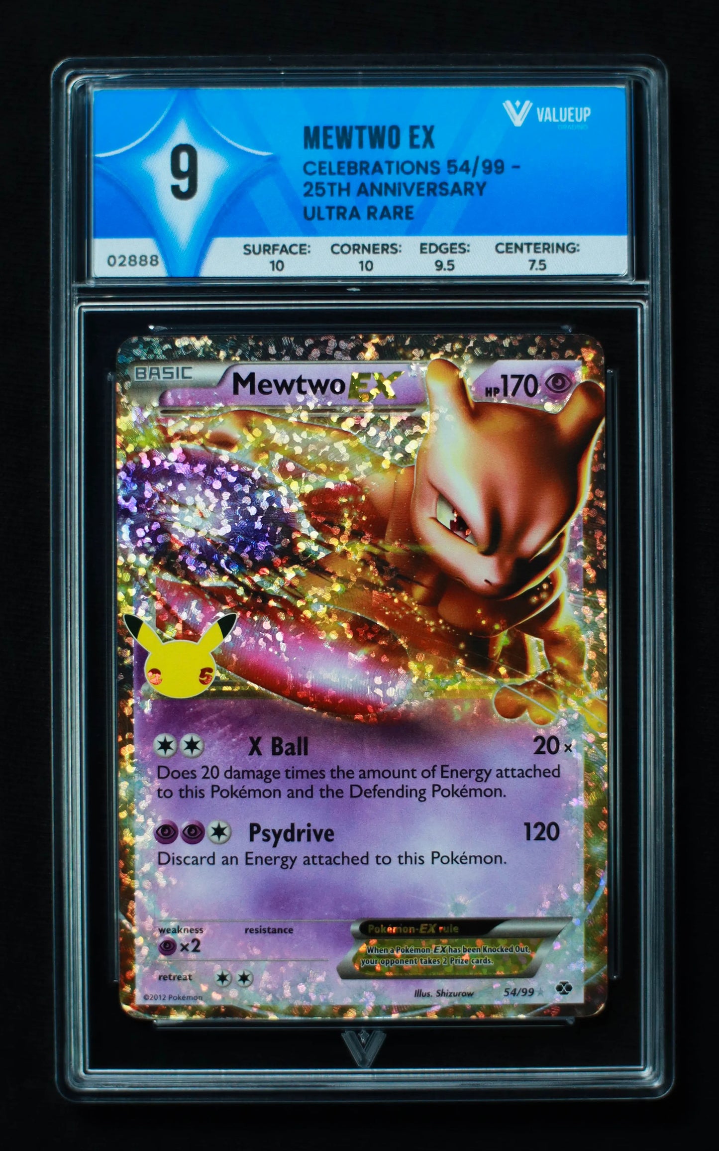 02888 MEWTWO EX Grading Card