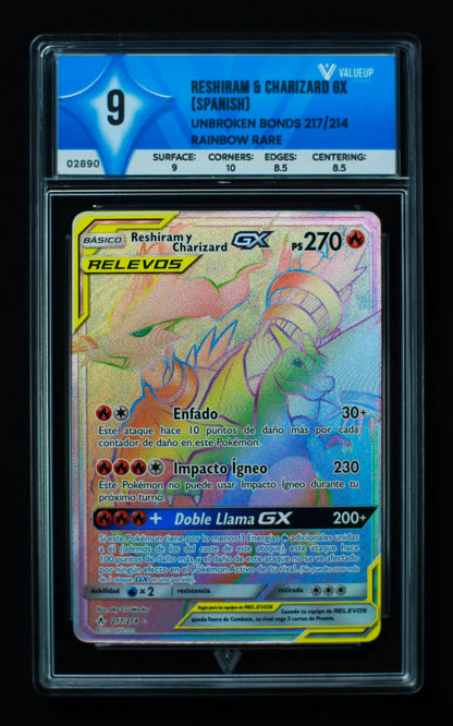 02890 RESHIRAM & CHARIZARD GX ( SPANISH) Grading Card