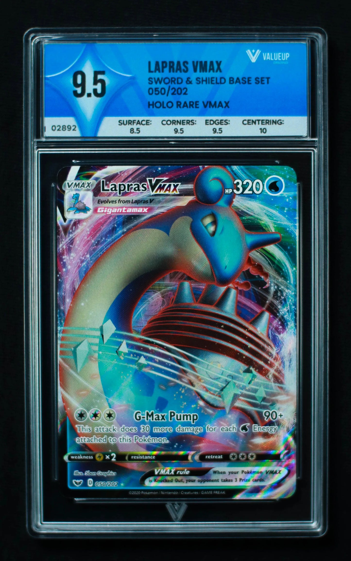 02892 LAPRAS VMAX Grading Card