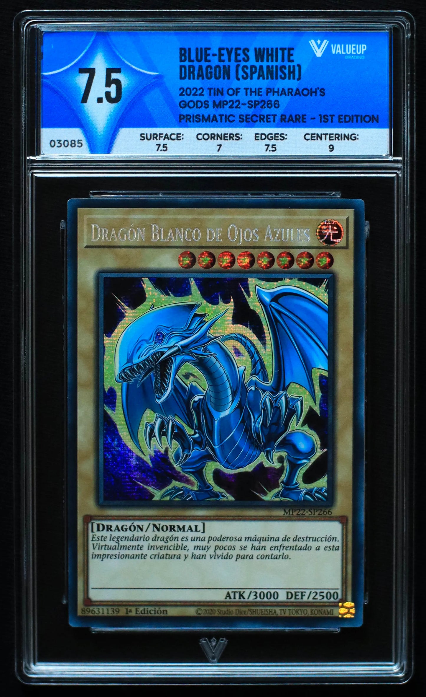 03085 BLUE-EYES WHITE DRAGON (SPANISH) Grading Card