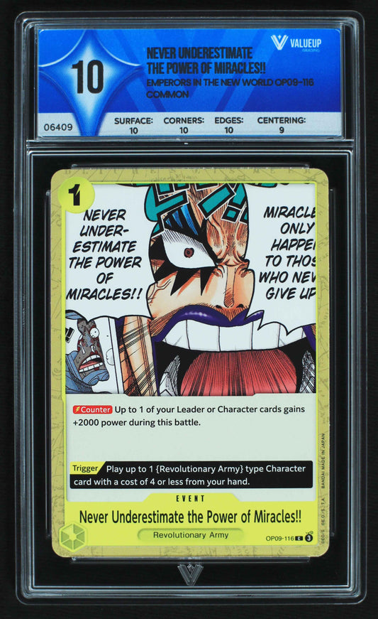 06409 NEVER UNDERESTIMATE THE POWER OF MIRACLES!! Grading Card