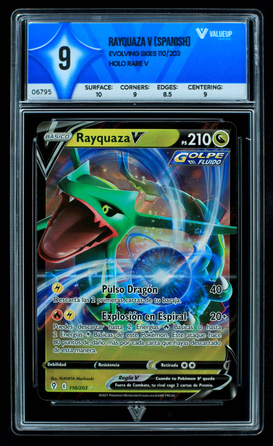 pokemon tcg evolving skies 110 203 rayquaza v card RAYQUAZA V (SPANISH)