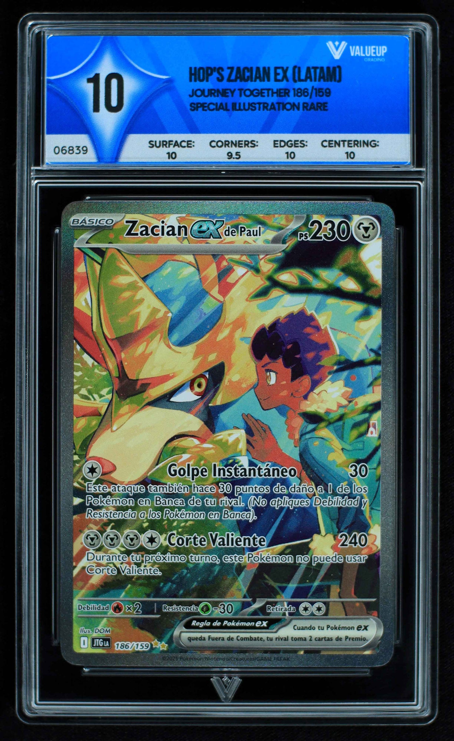06839 HOP'S ZACIAN EX (LATAM) Grading Card