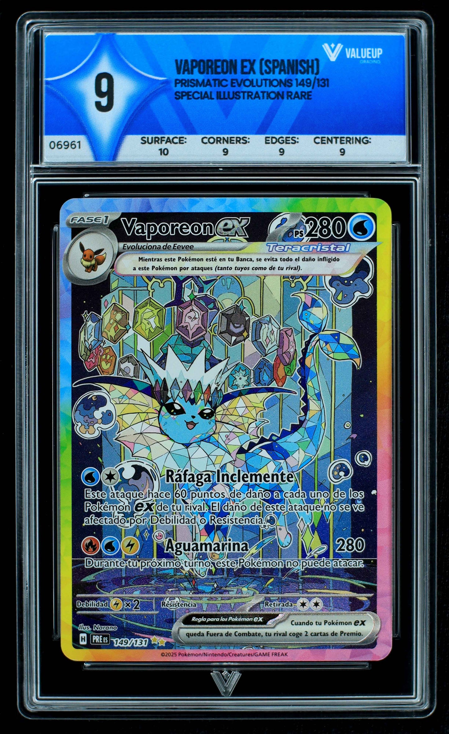 06961 VAPOREON EX (SPANISH) Grading Card