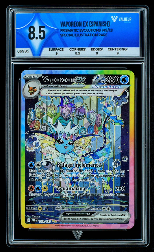 06985 VAPOREON EX (SPANISH) Grading Card