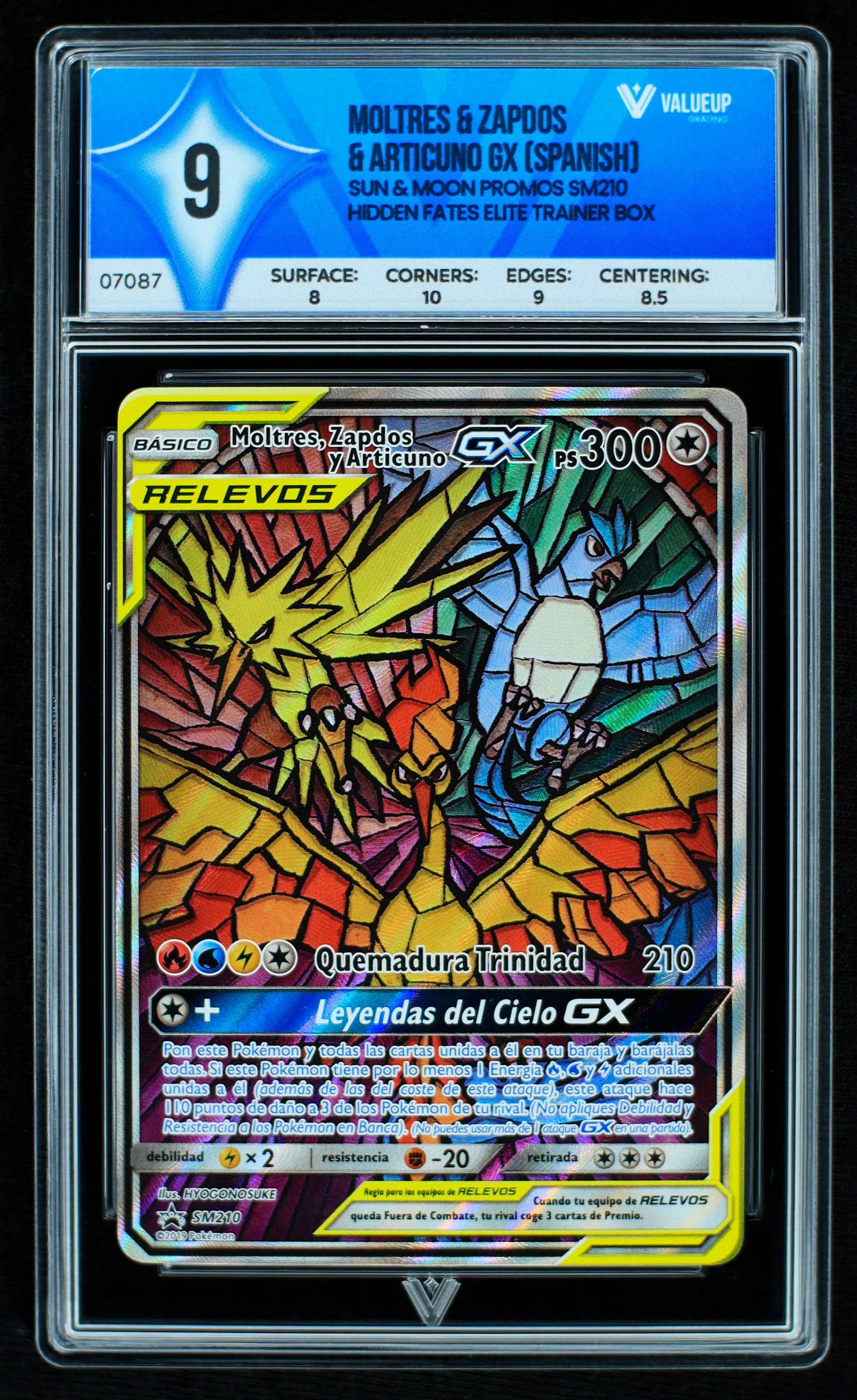 07087 MOLTRES & ZAPDOS & ARTICUNO GX (SPANISH) Grading Card