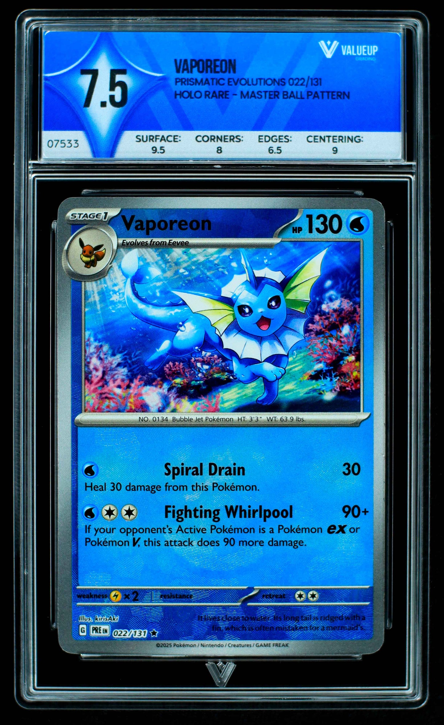 GRADING CARD VAPOREON 