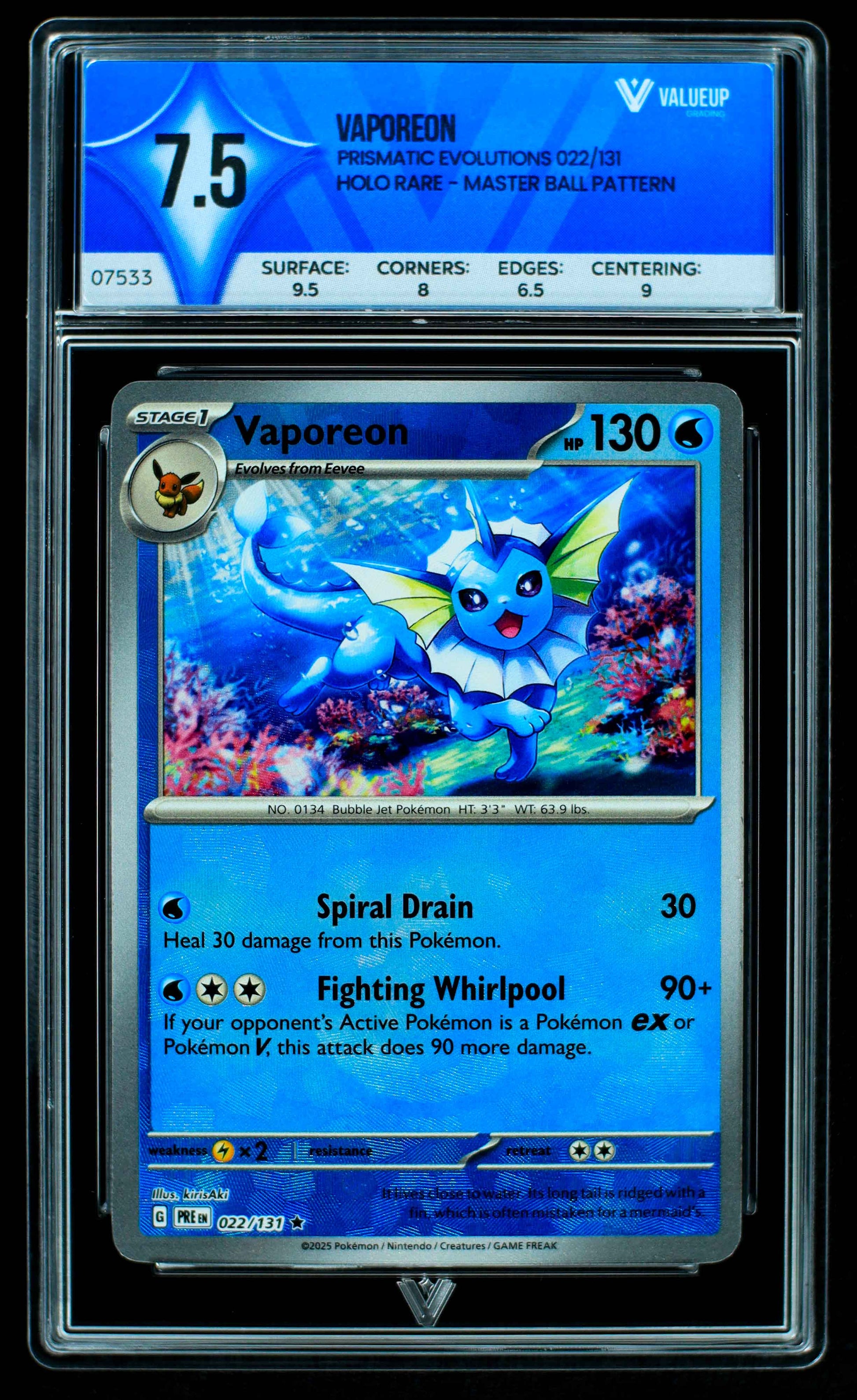 GRADING CARD VAPOREON 