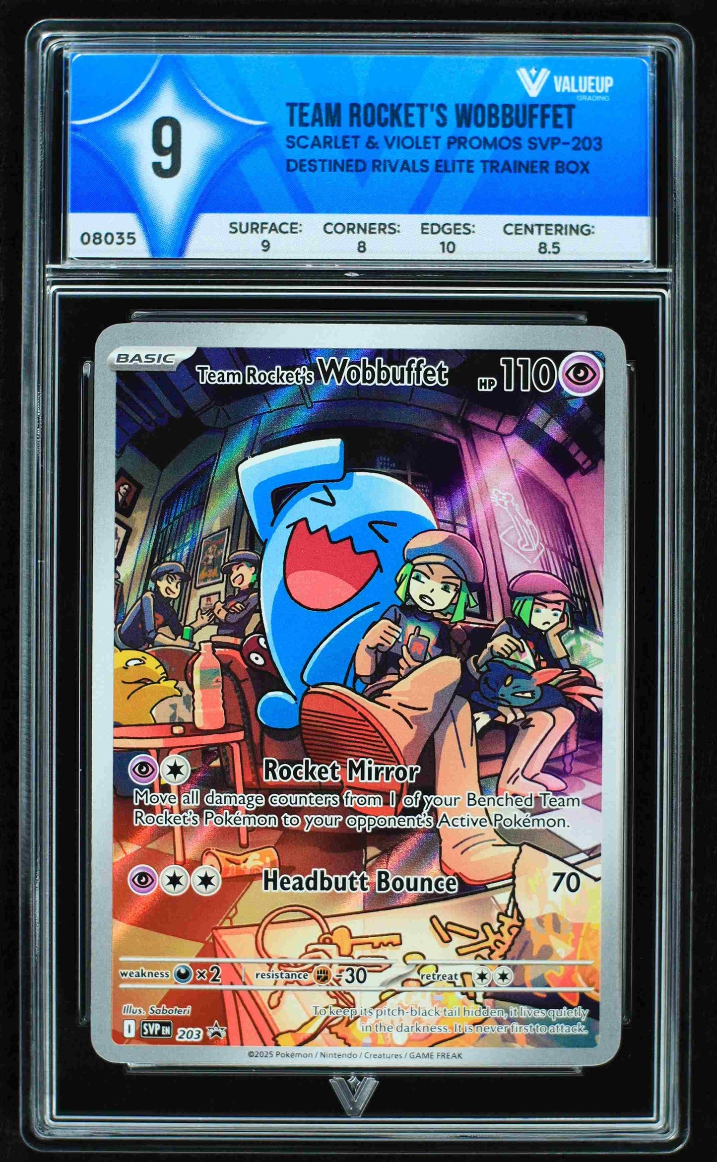 08035 TEAM ROCKET'S WOBBUFFET Grading Card