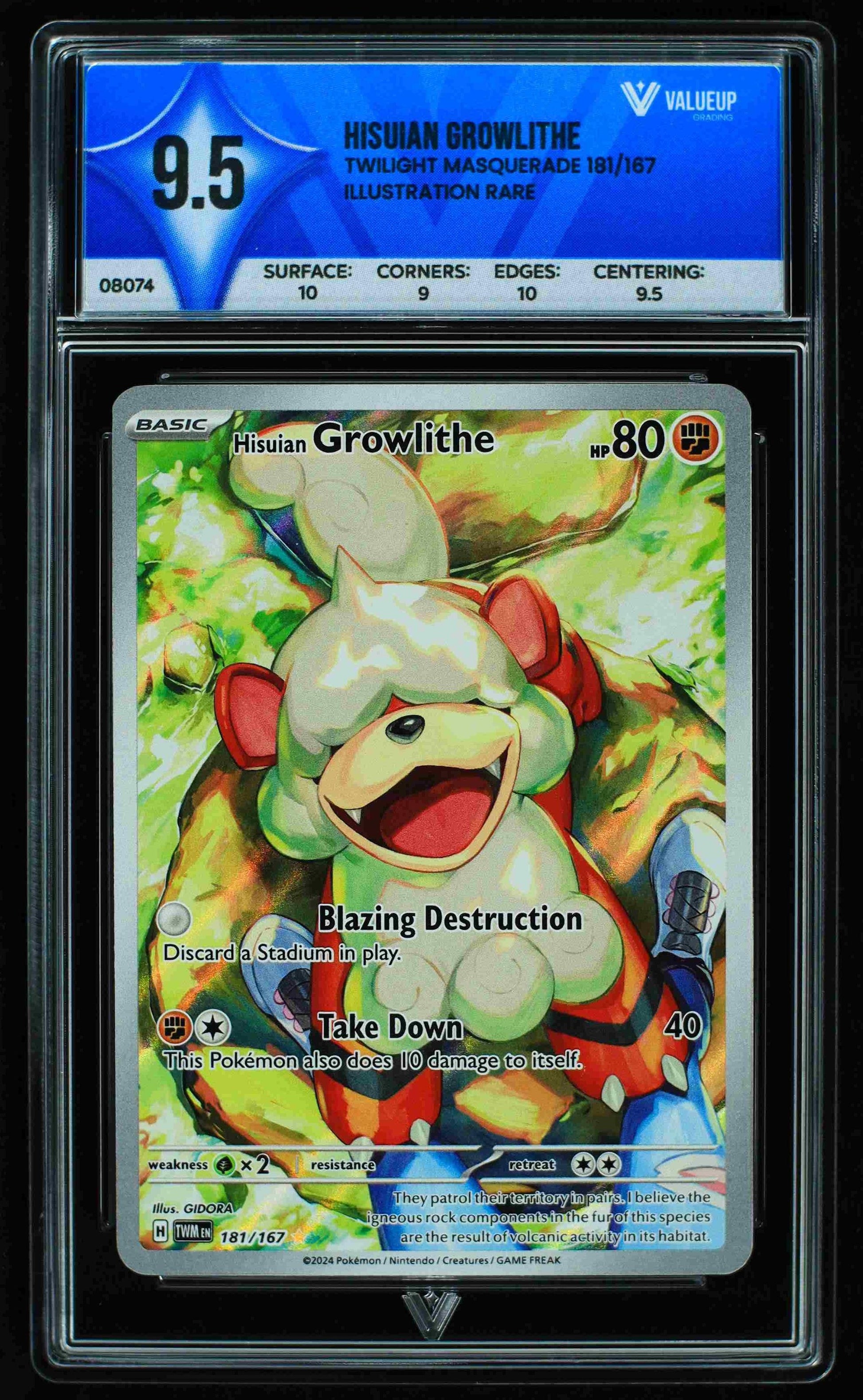 08074 HISUIAN GROWLITHE Grading Card