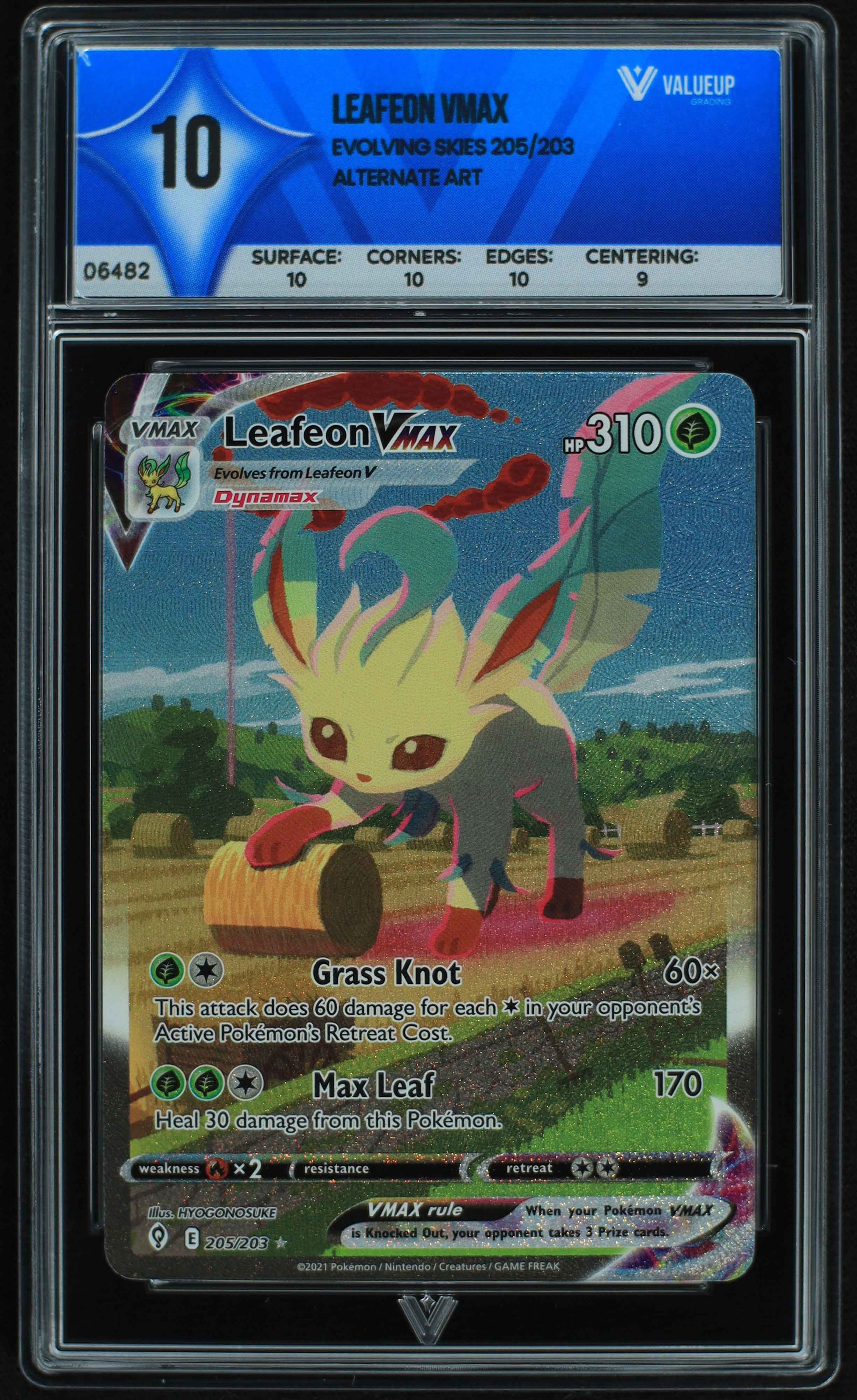 06482 LEAFEON VMAX Grading Card